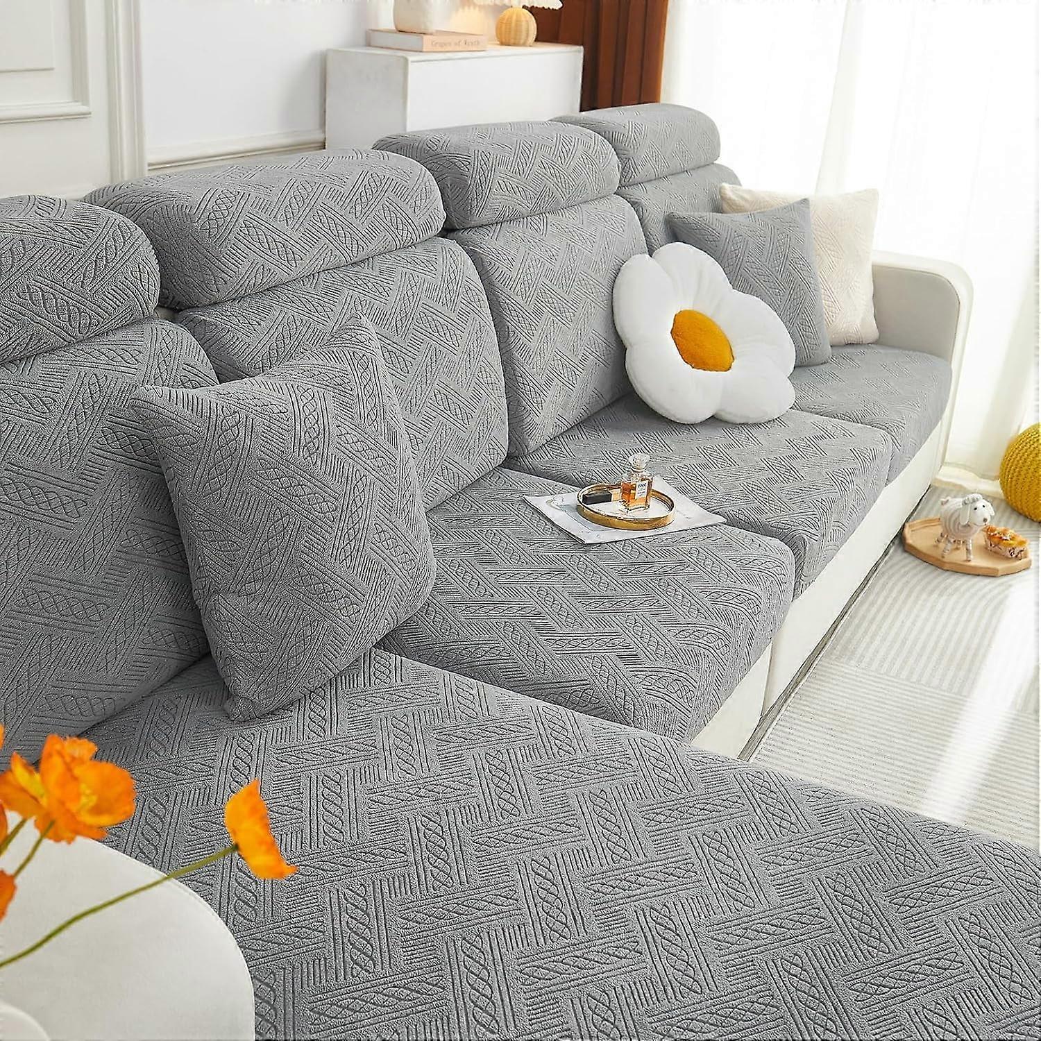 Stretch Couch Cushion Covers, Washable Magic Sofa Covers with Elastic Bottom, Compatible with Most Sofas