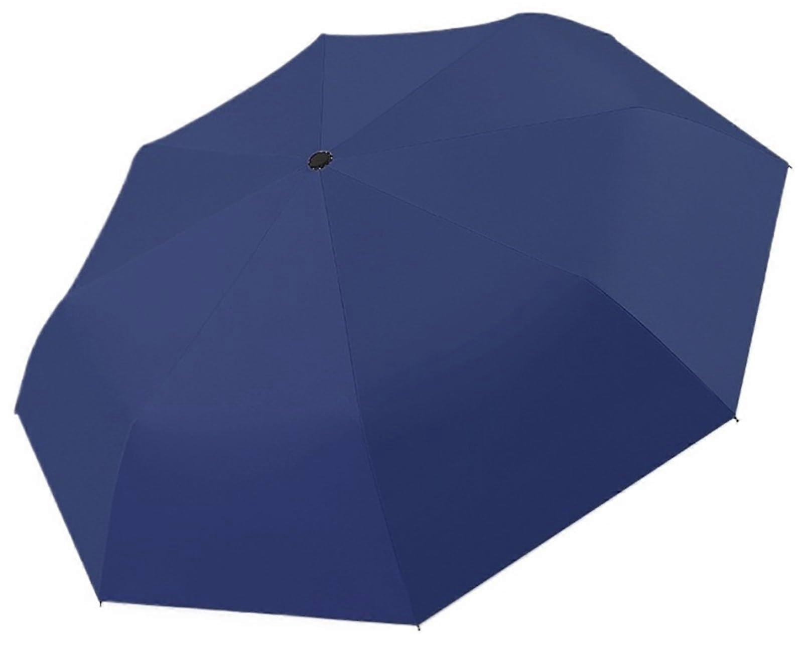 Automatic Folding Umbrella Navy Blue with 8Rib ThreeFold Design for Men
