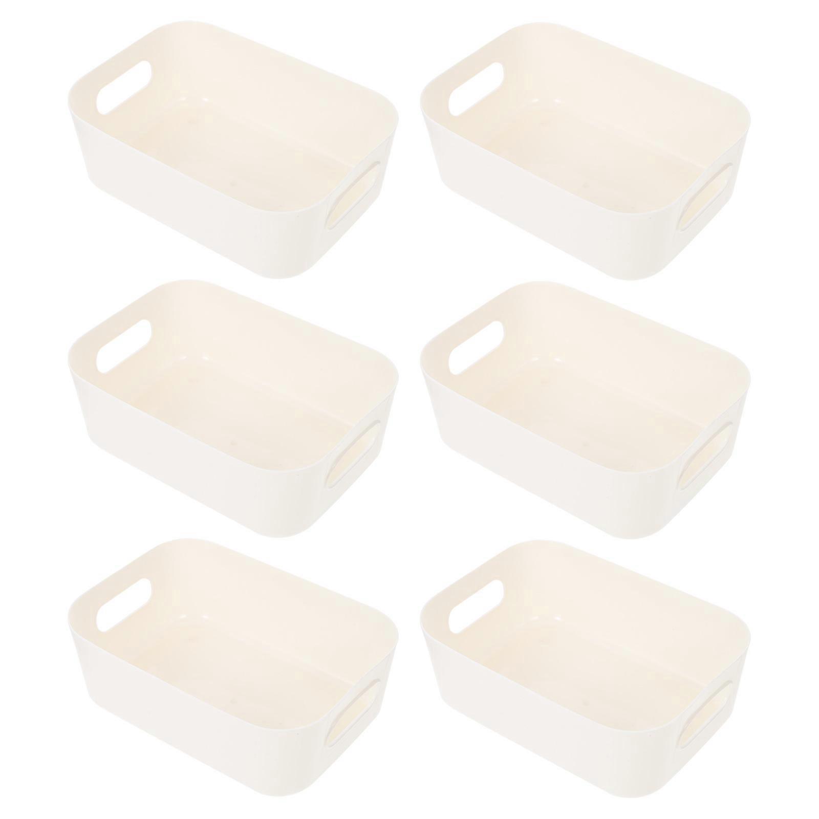 Storage Basket Plastic Organizer for Storage 6Pcs White Set
