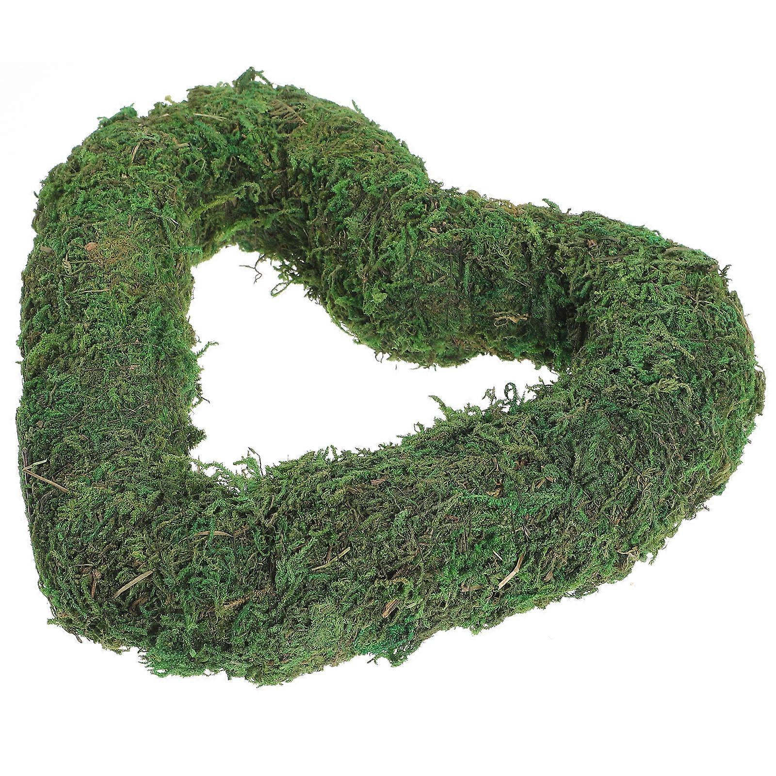 Green Heart Shape Moss Wreath Ring DIY Ring for Decoration Flocking