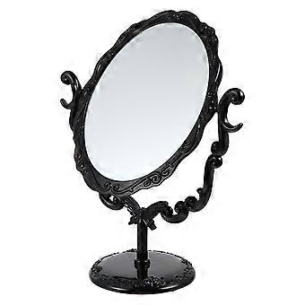 1Pc Vintage Makeup Mirror Desktop Rotating Mirror Retro Cosmetic Mirror (Black)
