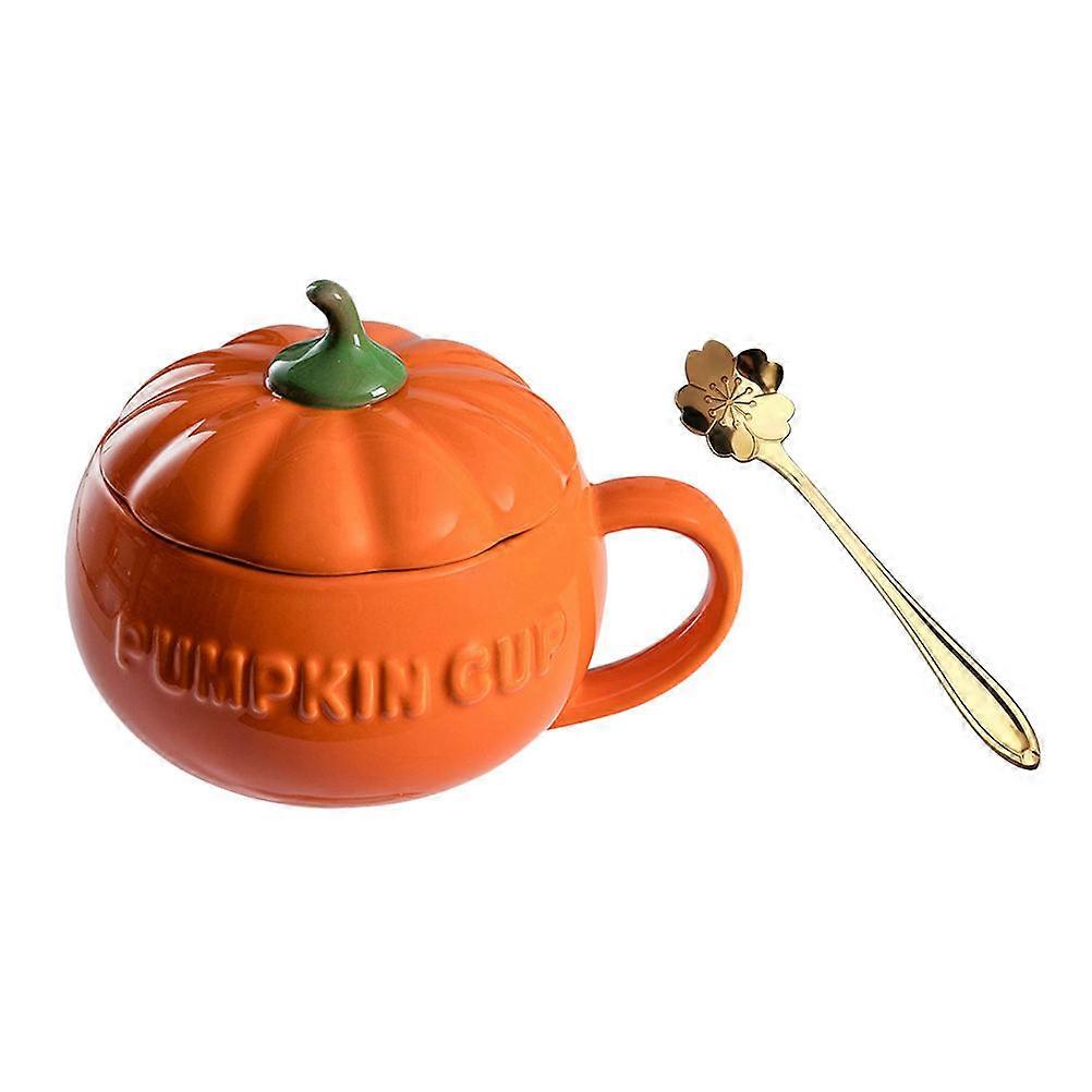 Ceramic Pumpkin Cup with Spoon for One Pc Creative Water Cup