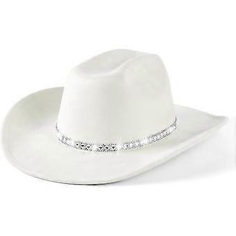 22"-23.2" 100% Suede Western Cowgirl Hat for Women,3.5" Wide Brim,Built-in Elastic Sweatband  White   Large-X-Large