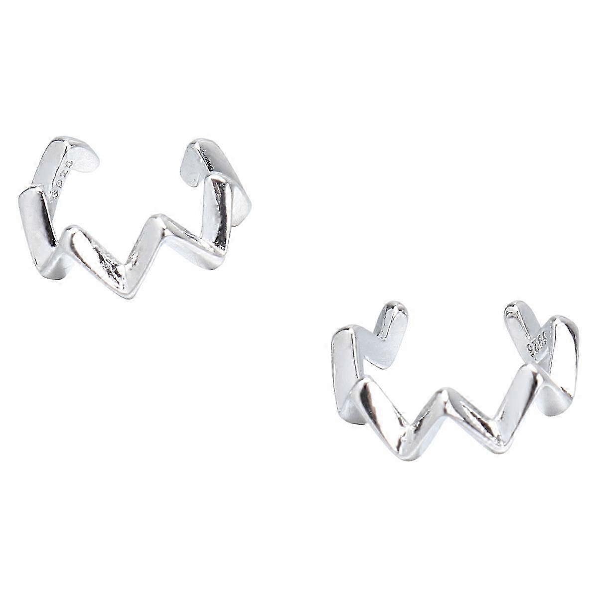 Ear Clips Waved Ear Clips for Decoration 1Pair Comfortable Copper Silver