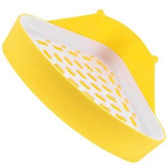 Kaninchen-Toilettentrainer aus Kunststoff für Kleintiere, gelbe Dreiecksbox