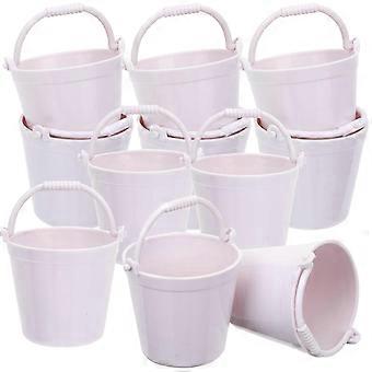 Conjunto de 15 Baldes de Água de Plástico Branco para Decoração de Jardim - Miniaturas para Jardim