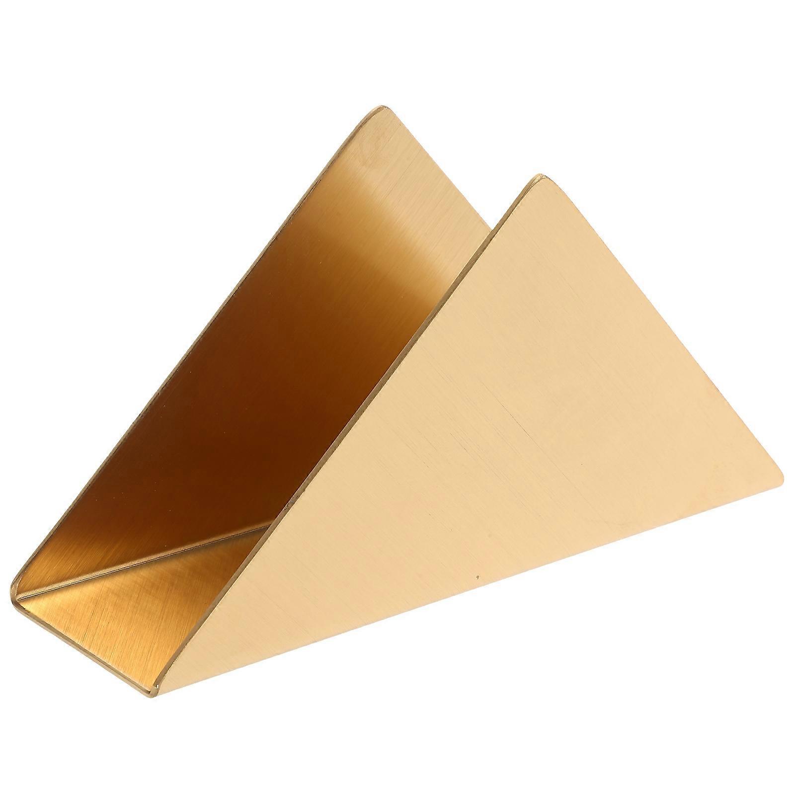 1Pc Triangular Tissue Rack Hotel Napkin Container Practical Storage Box (Golden)