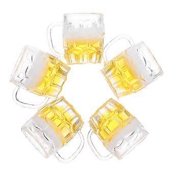 5pcs Copos de cerveja em miniatura: Mini canecas de cerveja Copos minúsculos para decoração de festa de casa de bonecas Micro Paisagem Acessórios Simulação Caneca Modelos Amarelo