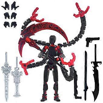 T13 Action Figure Multi-Armed, Titan 13 Robot Action Figure, 3D Printed Robot 13 Action Figure, Black Heroic Multi-Jointed Movable Model