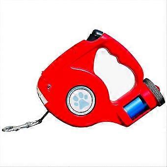 Pet Leash 4.5M Multifunctional LED Flashlight Extendable Red