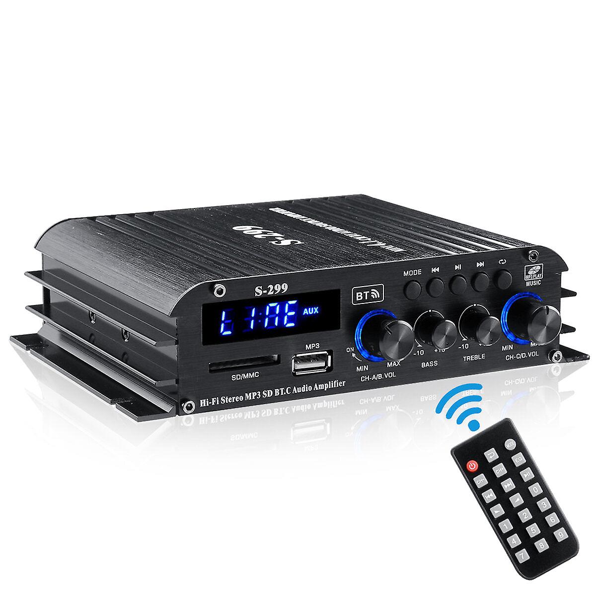 4X400w Bluetooth Power Amplifier 4.1 Channel Hi-fi Home Car Use With Remote Control