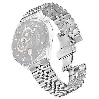 For Garmin Vivoactive 4 Wrist Band 5-Bead Stainless Steel Butterfly Clasp Watch Strap