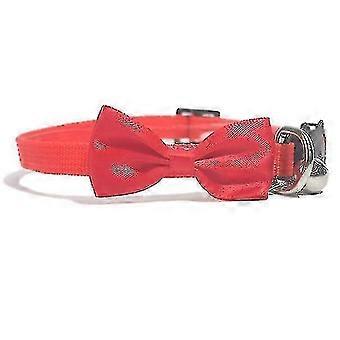 Red Nylon Bow Tie Cat Collar for Cats, Adjustable Neck Size, Soft and Durable Pet Accessory