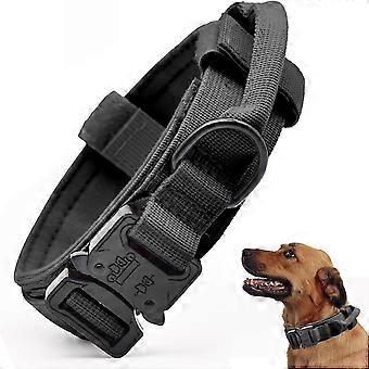 Tactical Dog Collar| Adjustable Military Training Nylon Dog Collar with Control Handle and Heavy Quick-Release Metal Buckle for Small Medium Large AC