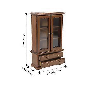 Brown Wooden Miniature Bookshelf for Decoration Mini Display Shelf 1:12 Miniature