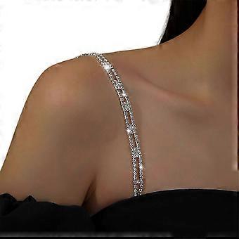 Rhinestones Bra Strap Adjustable Rhinestones Invisible Shoulder Strap Anti-Skid Bra Shoulder Chain for Bra Tops Dress Multicolor 26-27