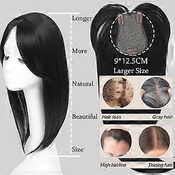 Haarstukje, 360° 3D haarstukjes voor vrouwen met dunner wordend haar, 45 cm lange stukken voor vrouwen met clipsluiting en middenscheiding (lichtgeelzilver) lichtgeel