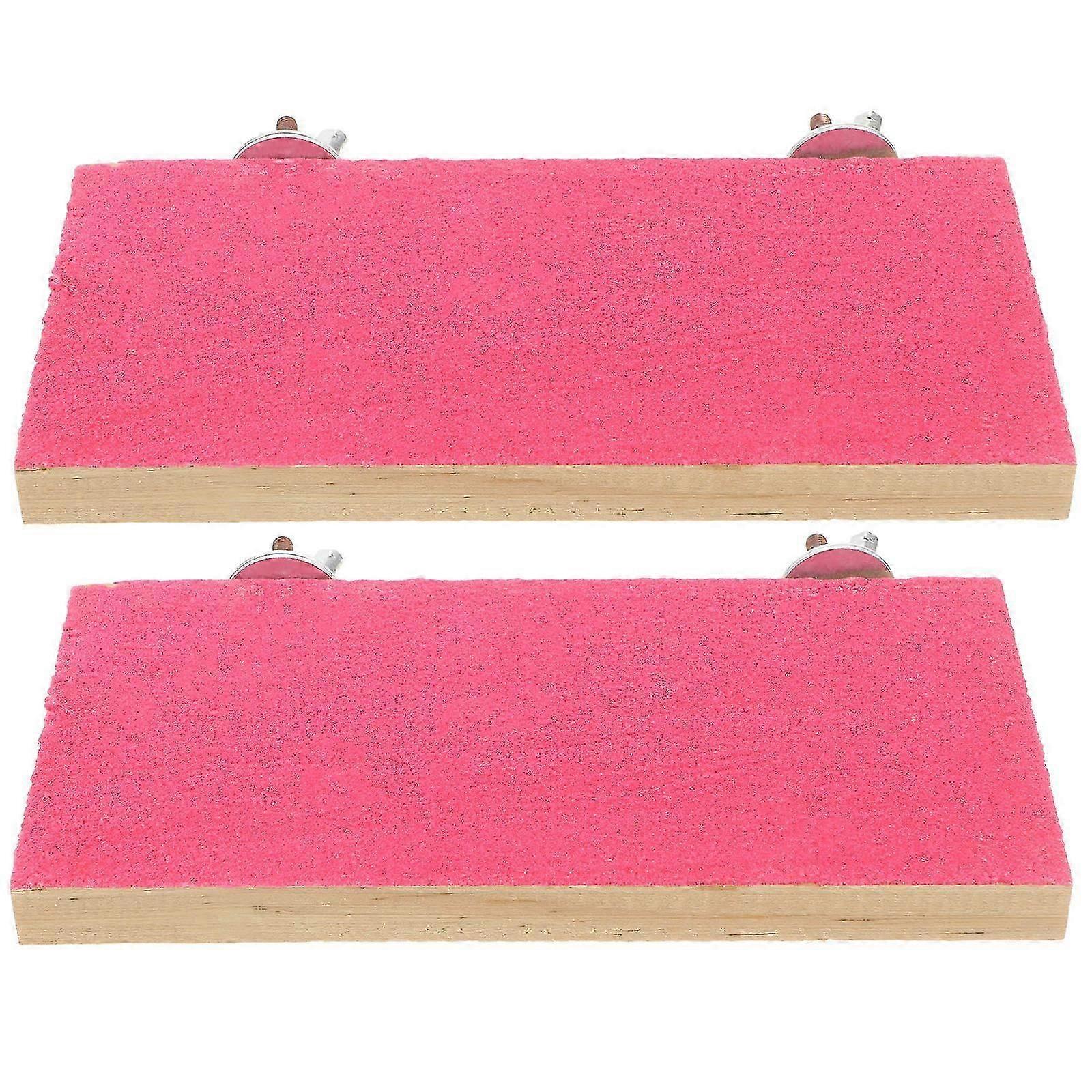 2Pcs Rectangular Parrot Platforms Wooden Bird Platforms Interesting Bird Stands Parakeet Platform