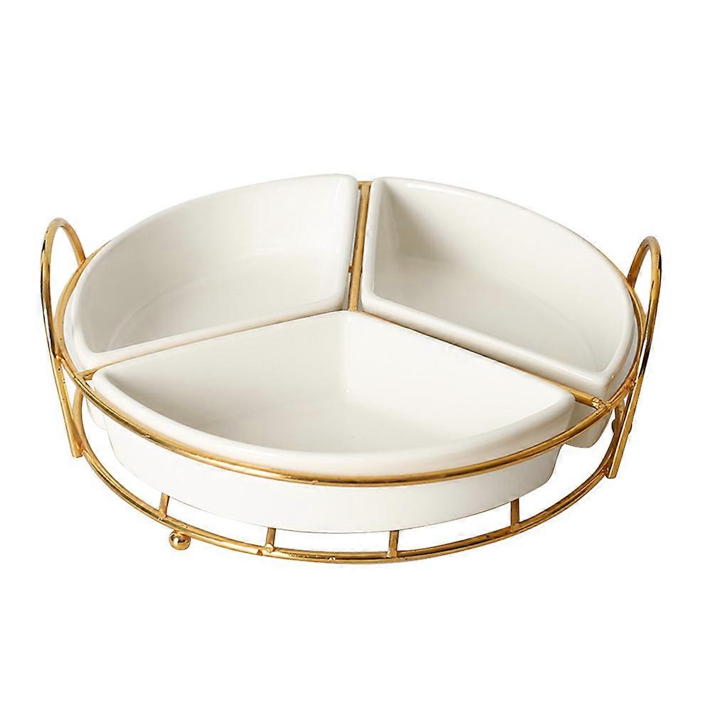 Candy Serving Tray Three-Grid Decorative Tray for Storage