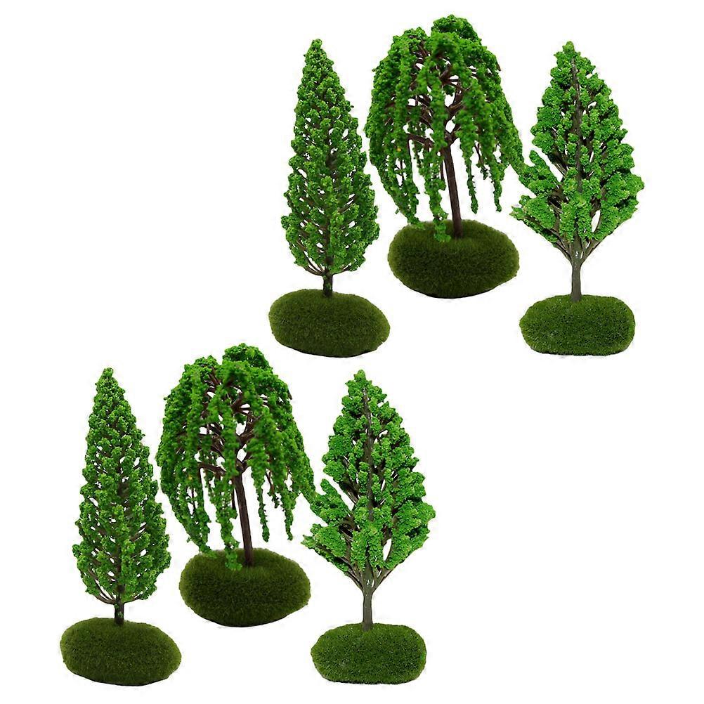 Miniature Trees Plastic Model Trees for Decoration 6Pcs Set