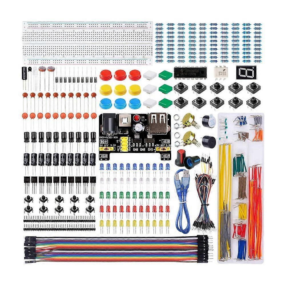 For UNO R Component Pack Beginner Star Electronic Components Electrolytic Resistor Led 830 Hole Breadboard Kit