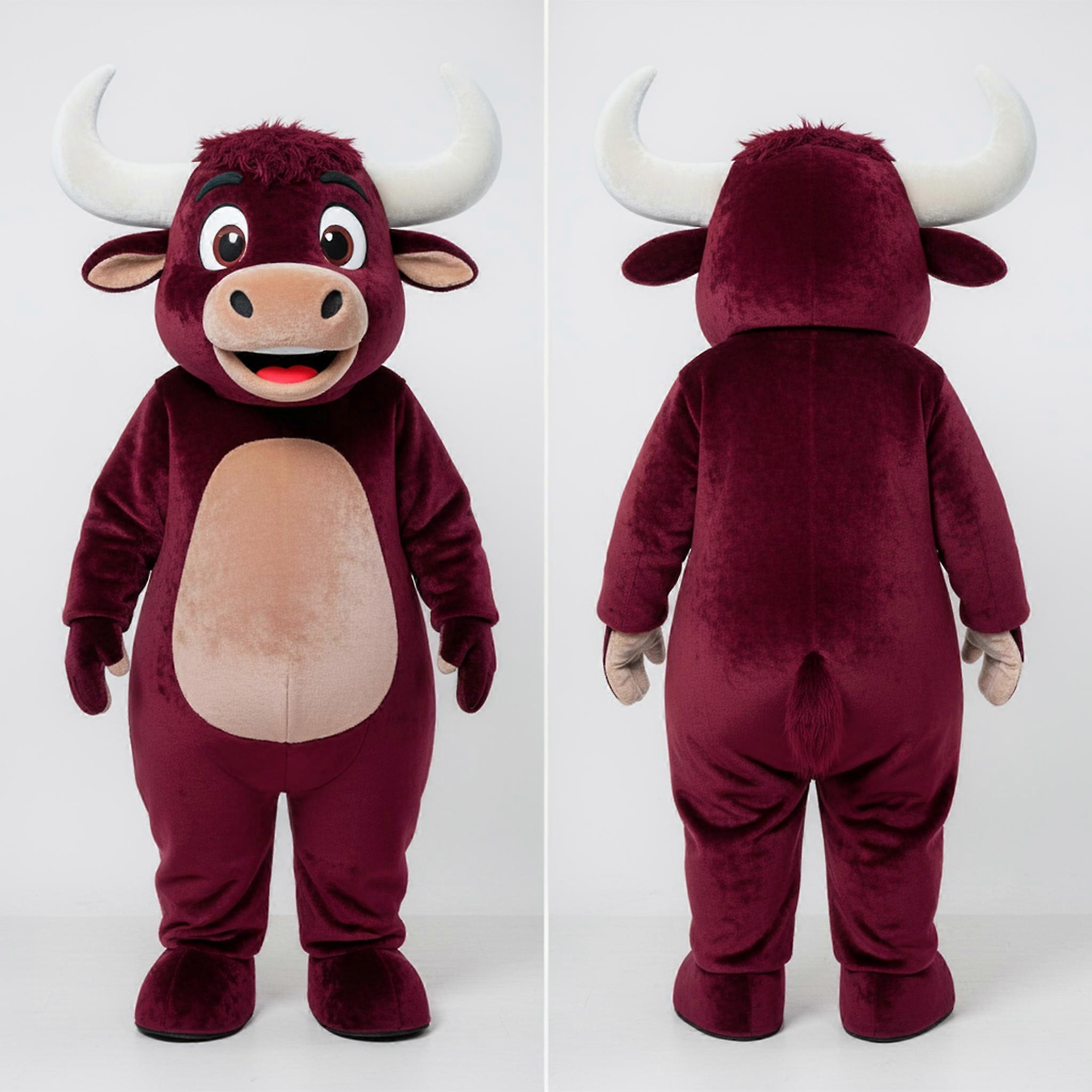 MASTICOT Maroon Fluffy Yak Mascot
