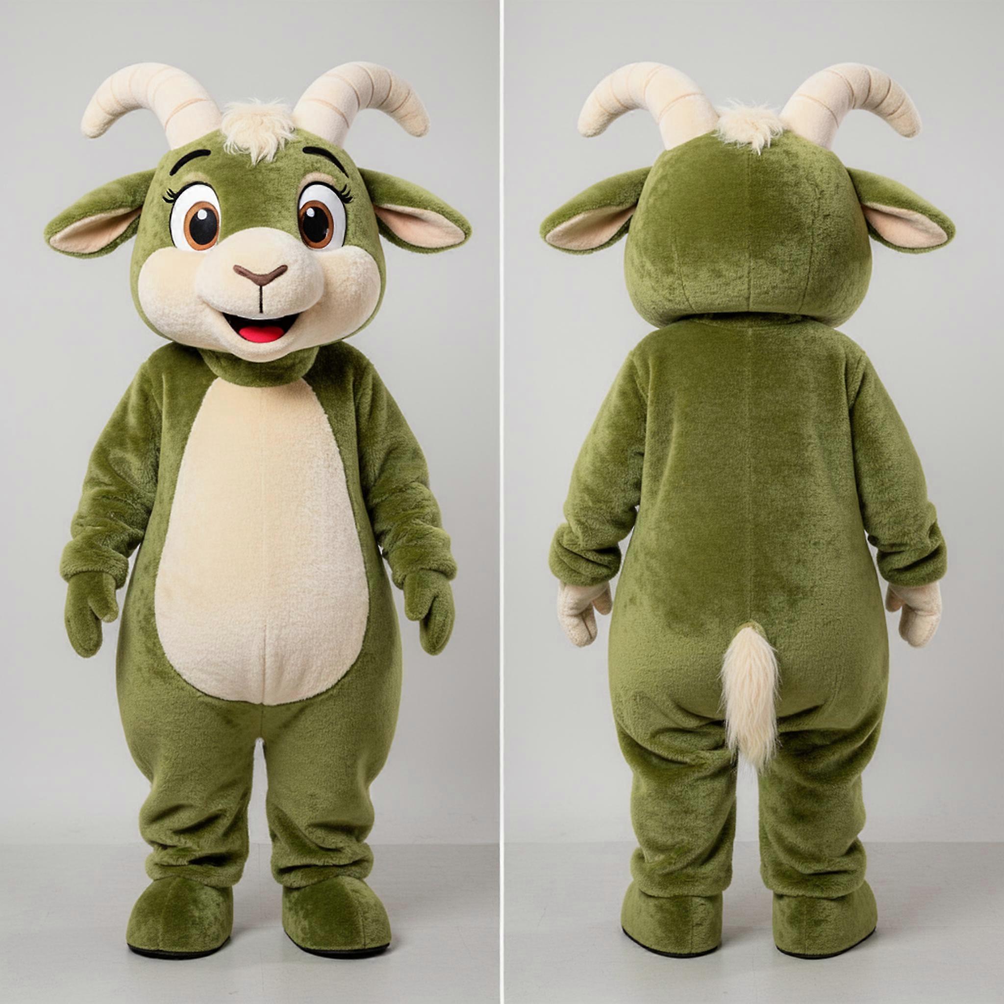 MASTICOT Olive Gentle Angora Goat Mascot