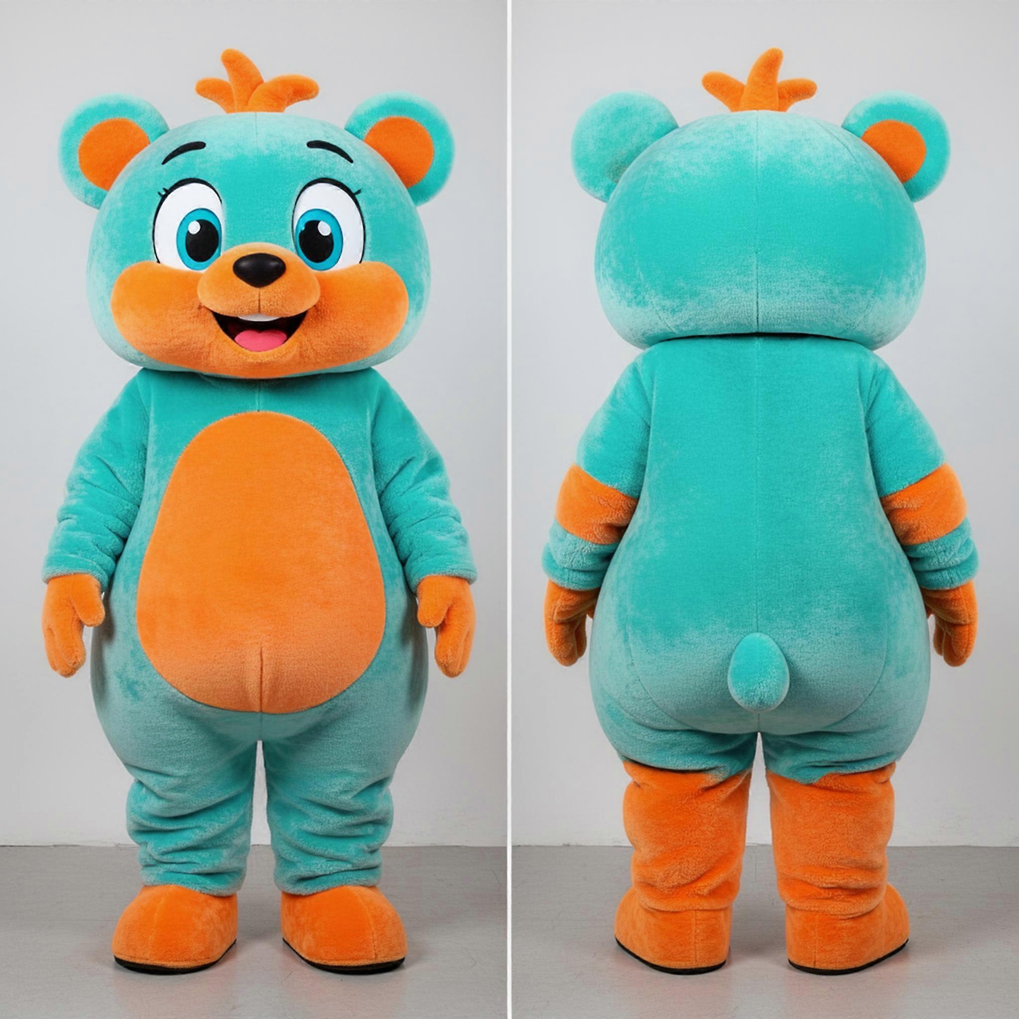 MASTICOT Turquoise Rounded Orange Mascot