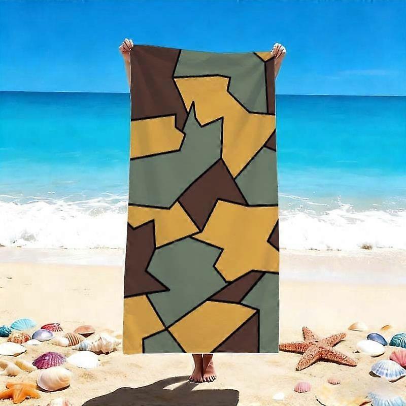Serviette de plage imprimée à motif camouflage géométrique (1 pièce) - Idéale pour les voyages, les vacances, le camping, les complexes hôteliers et la piscine - Hasyg