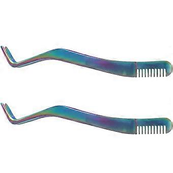 Eyelash Applicator Tool Stainless Steel Tweezers with Comb End 6Pcs Set