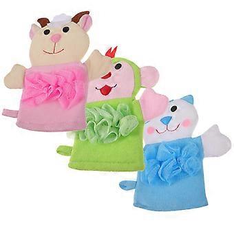 Baby Cartoon Bath Gloves for Comfortable Cleaning 3Pcs Bath Mittens