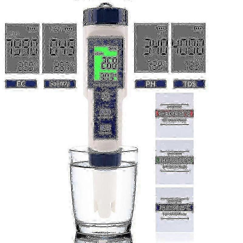 Multi-parameter water tester for pH TDS EC salinity temperature check