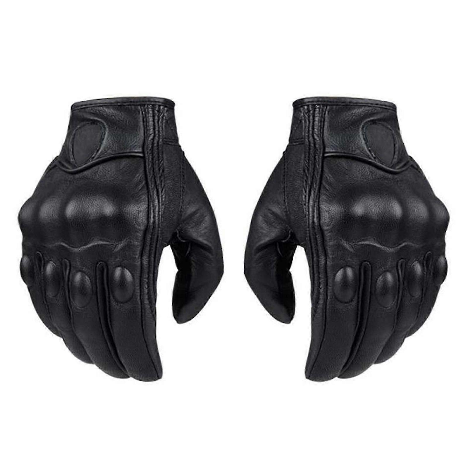 Ergonomic Black Leather Racing Gloves
