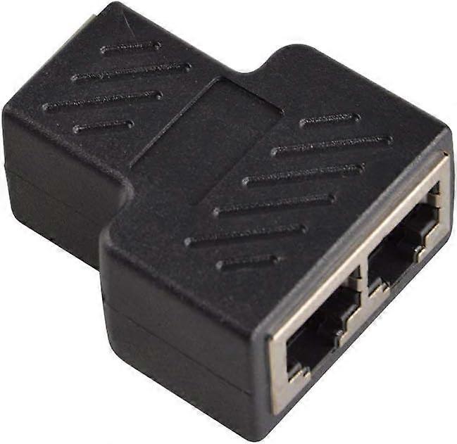 RJ45 Splitter Connectors Adapter - Ethernet Splitter Coupler Double Socket HUB Interface Contact Modular (2pcs, black)