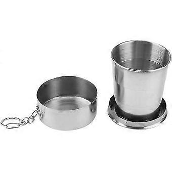 R9 Stainless Steel Travel Folding Cup, Telescopic Mug Metal Cup Stackable Drinking Cup Outdoor Travel Collapsible Mug Camping Hiking Bottle(2pcs, silv