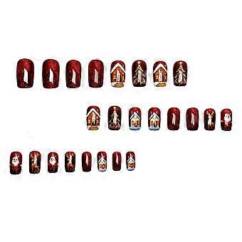 Christmas Santa Claus Fake Nails, Cheerful Design for Festive Gatherings