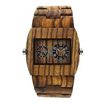 Wooden Watch Unisex with Dual Quartz Movement and Zebra Wood Band