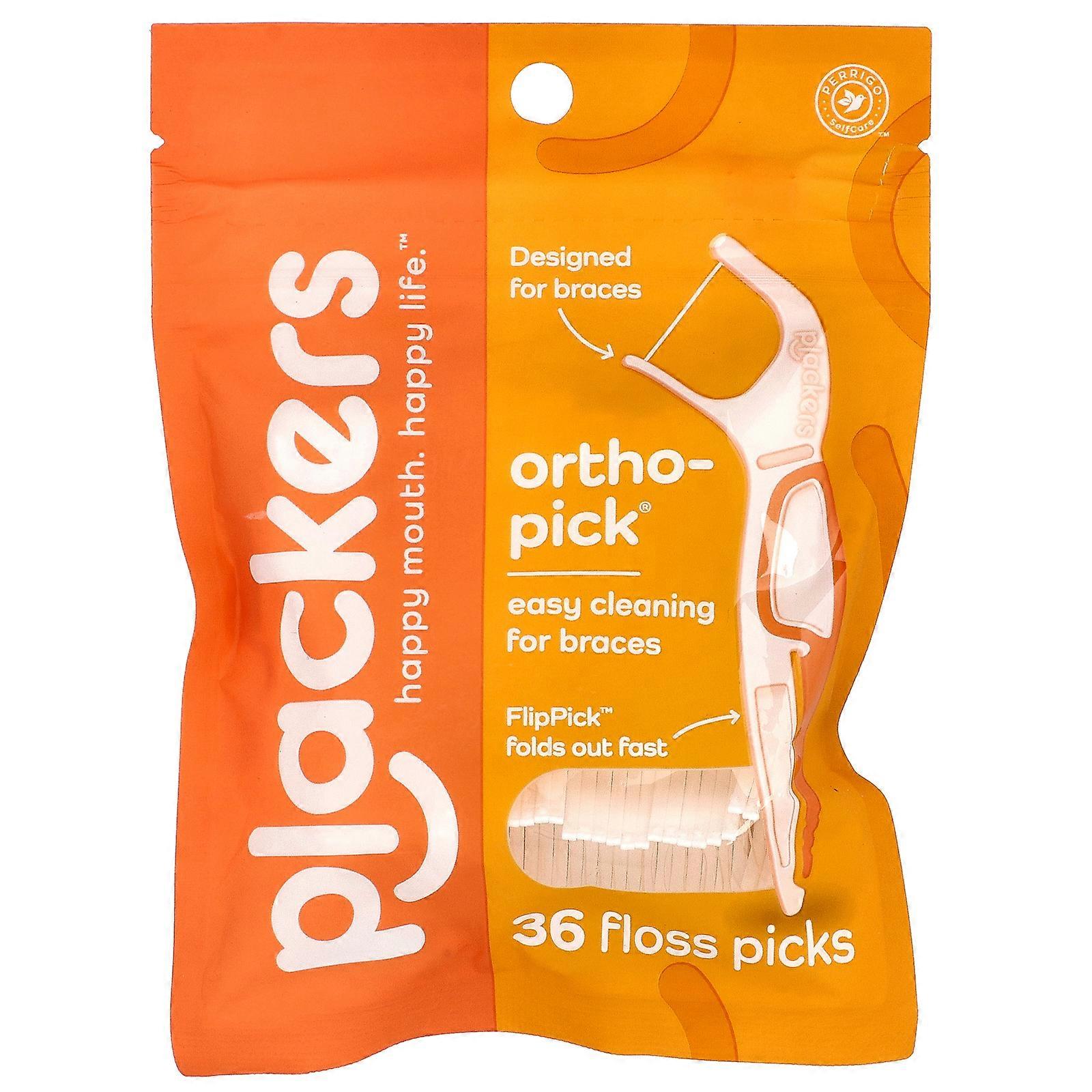 6 x Plackers, Orthopick, Floss Picks, 36 Count