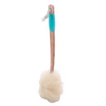Long Handle Loofah Back Scrubber, Exfoliating Bath and Shower Body Brush for Men and Women, Nylon and Wood, Non Slip Grip, 47x14cm, 1 Piece core