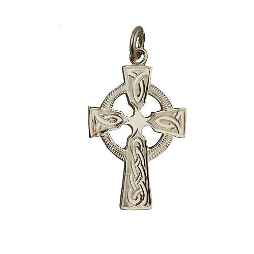 9ct Gold 28x20mm hand engraved knot pattern Celtic Cross