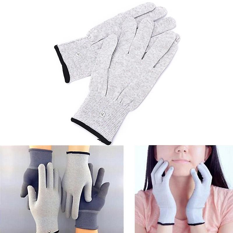 2pcs Conductive Electrotherapy Massage Electrode Gloves Use For Tens Machine,