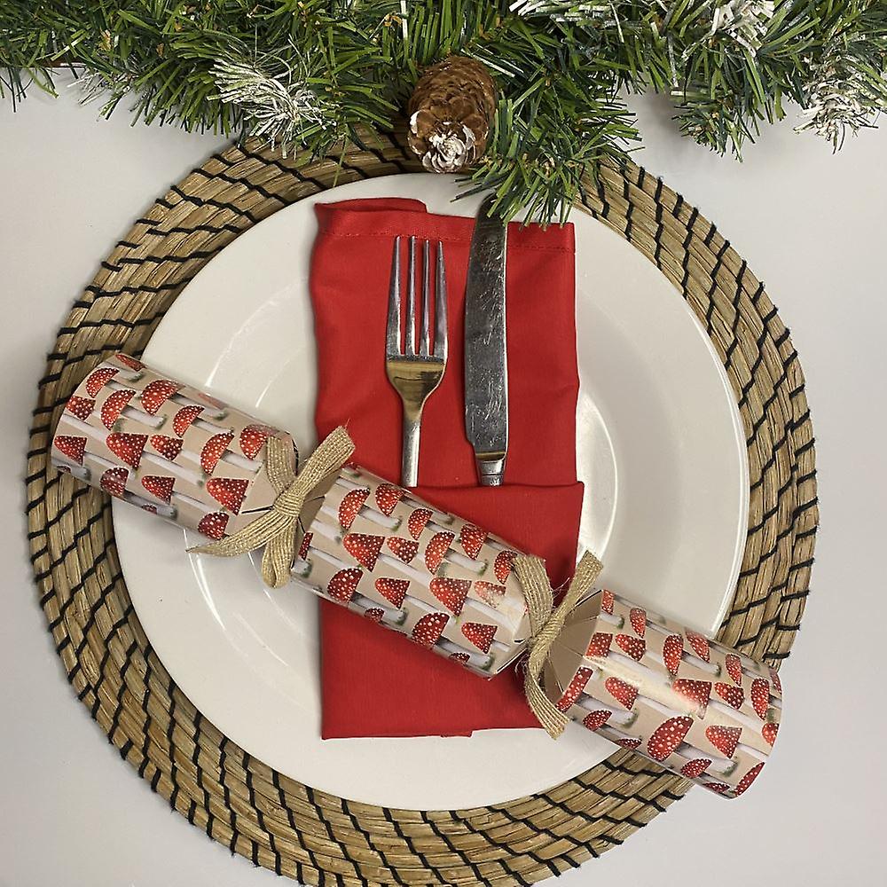 Luxury Toadstool Christmas Crackers | Festive Party Table Decorations x 6