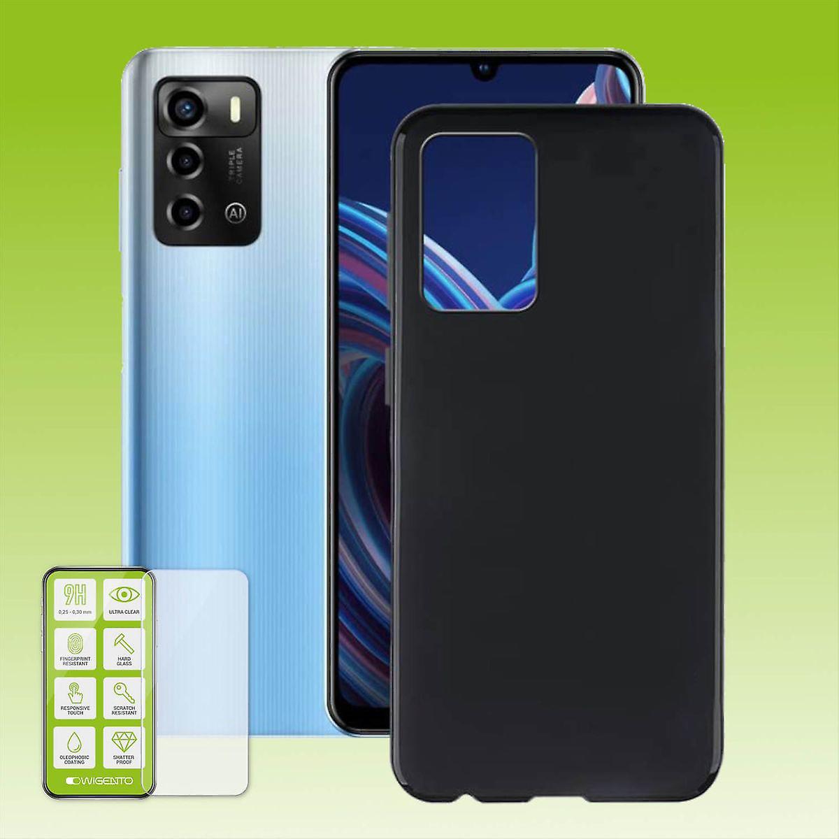 For ZTE Blade A72 5G Silicone Case TPU Black+0.26H9 Glass Mobile Phone Case Case Protector Cover