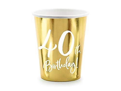 40-årsdag Guld Papper Party Cups Dekorationer x 6