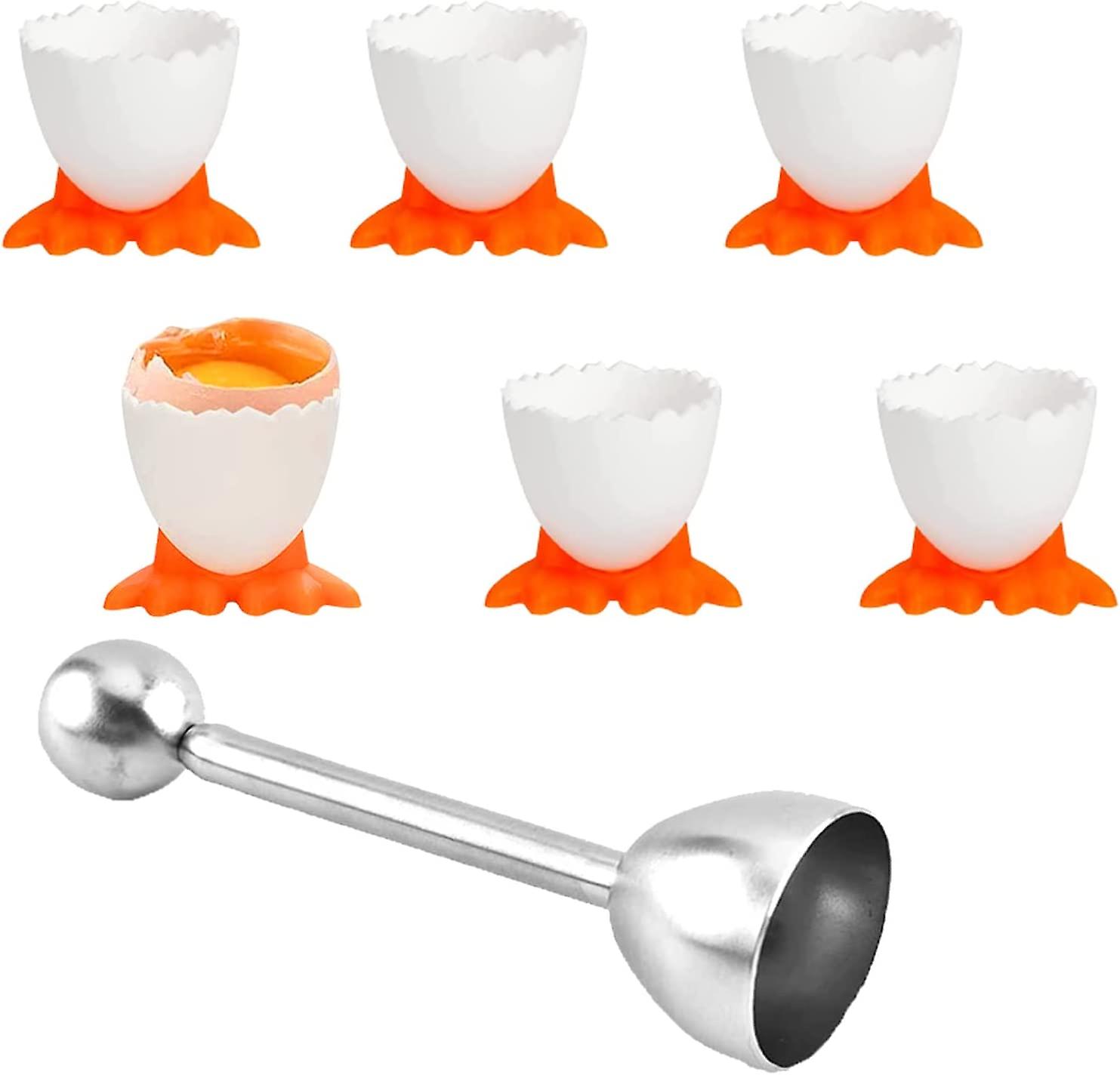 Egg Cutter Set Egg Opener Stainless Steel Egg Shell Remover For Hard And Soft Eggs 6 Pieces Egg Cup And 1 Egg Opener