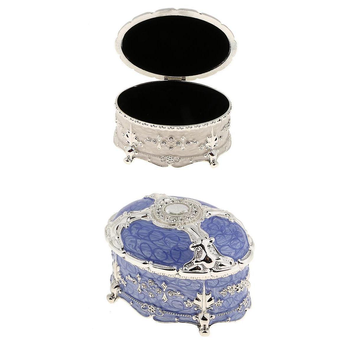 2 قطعة الرجعية المينا النمط الأوروبي حلية بيضاوية الصدر مربع المجوهرات المنظمين