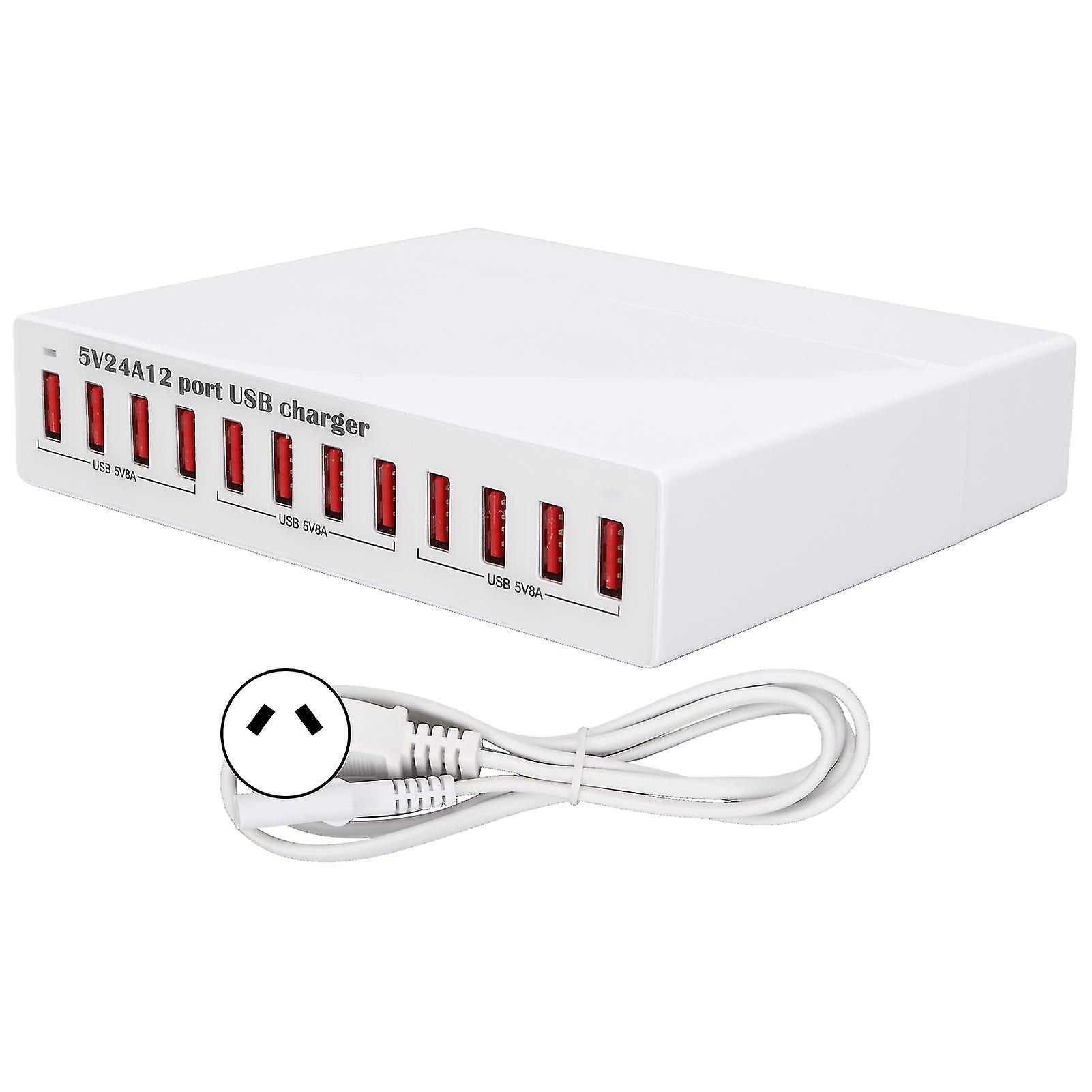 Usb Charging Station 12 Port Intelligent Shunt Led Indicator Light Automatic Recognition Usb Charging Hub 100240vau Plug
