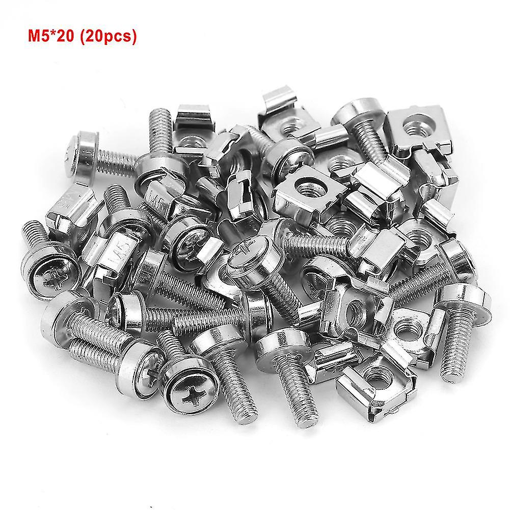 20-teiliges Set mit Schrauben und Käfigmuttern für Netzwerkschränke (M5 x 20)