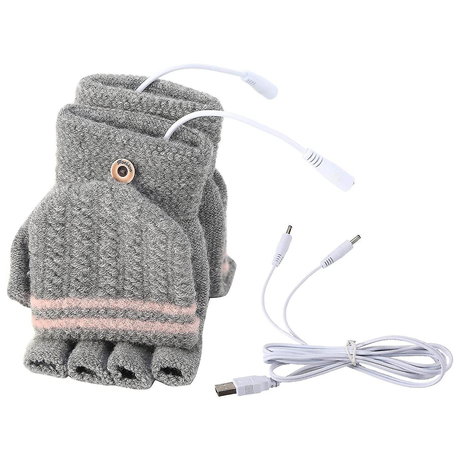 Knitted Half-finger Heating Gloves, Double-sided Heater Usb 5v Flip-top Gloves, Heating Gloves To Keep Wa