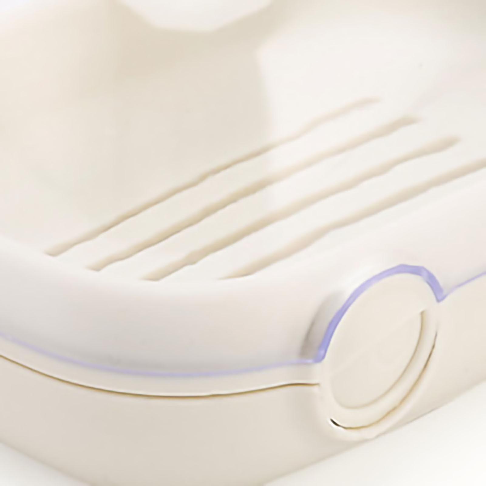 Soap Box Double Layer Cute Cartoon Whale Shape Waterproof Drainage Soap Container with Flip Lid for Bathroom White